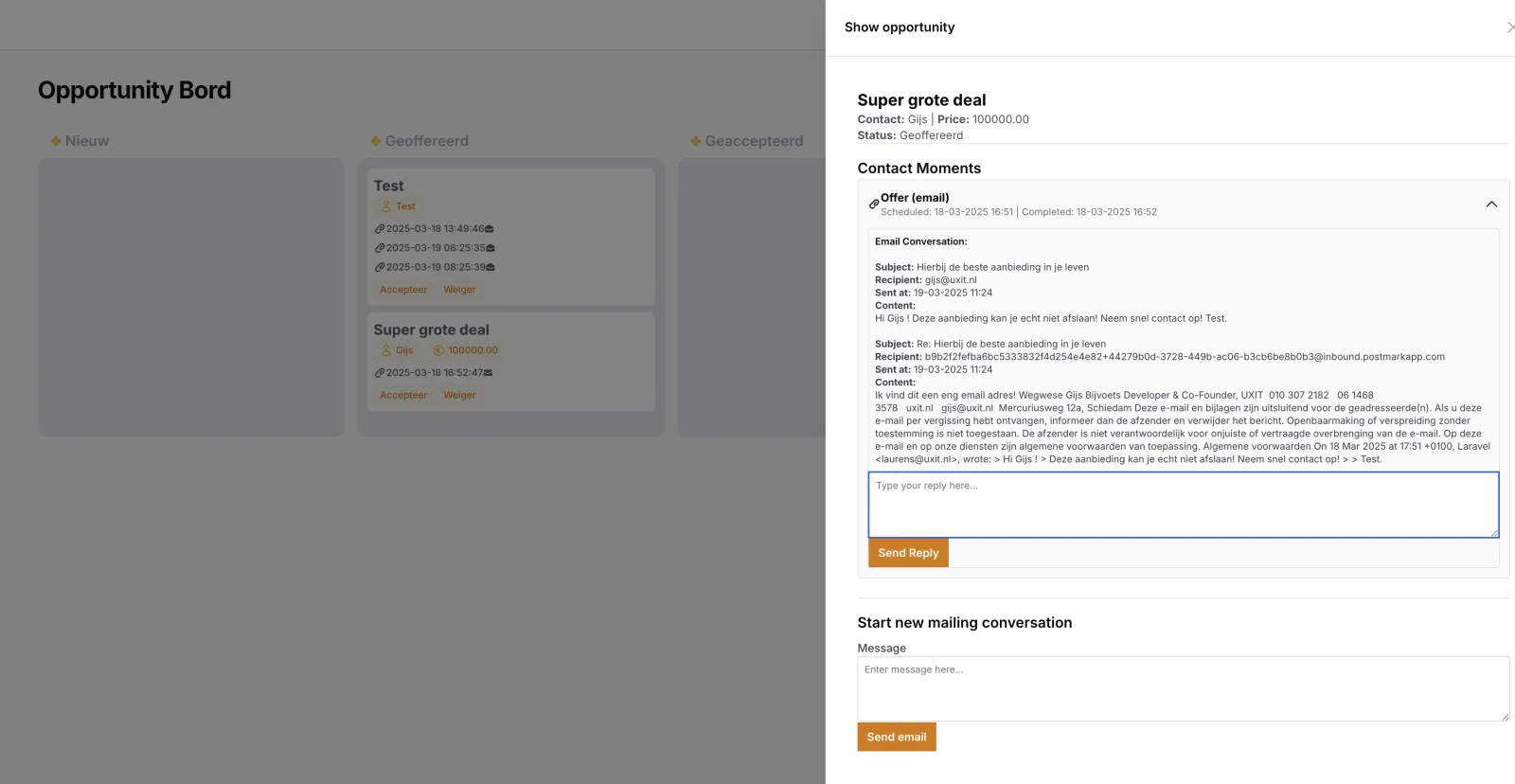 CRM-bord met kansen verdeeld over fases